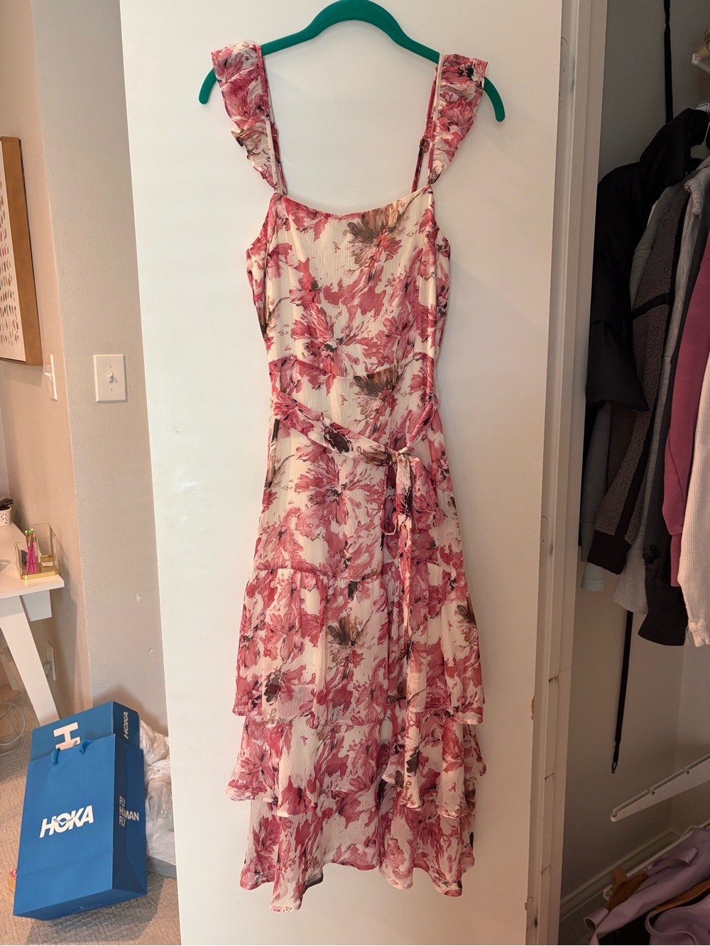 Sugarlips Pink Floral Ruffle Tiered Maxi Dress